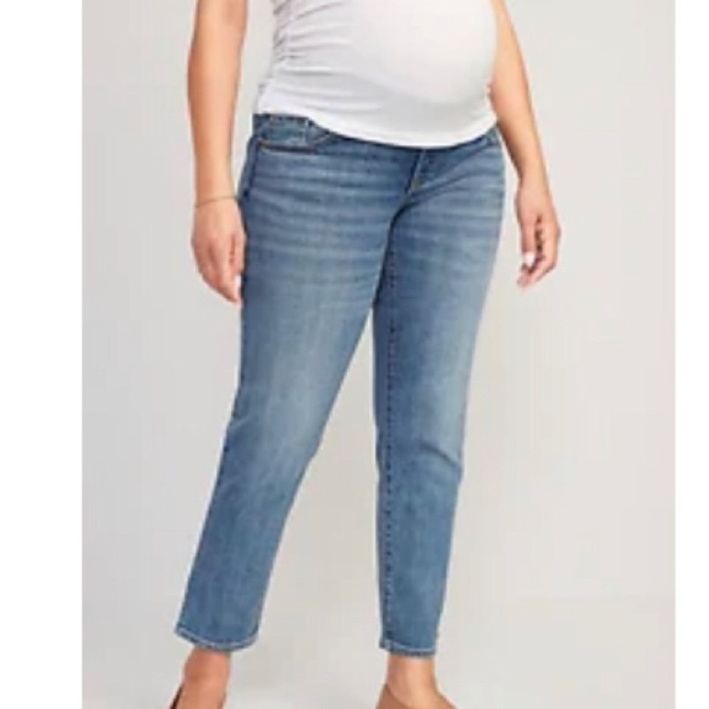 Old Navy NWT Maternity Front Low Panel O.G. Straight Side-Slit Jeans 12 Long